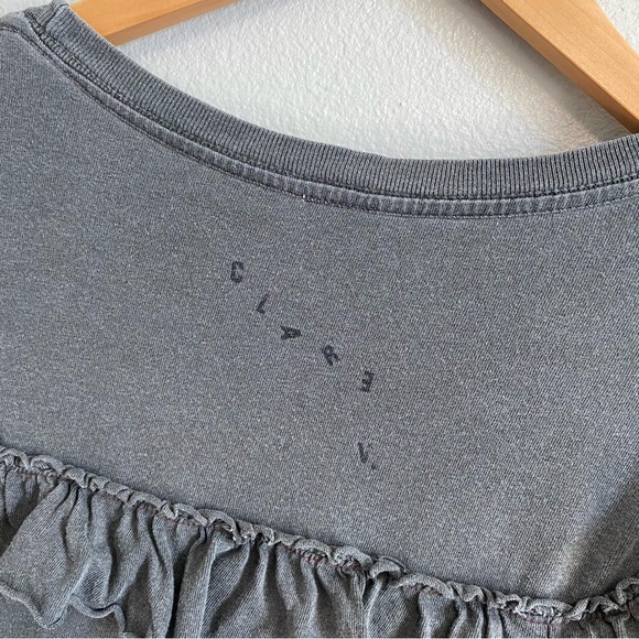 Clare V Cotton Lagenlook Short Sleeve Ruffle Charlotte Tee Shirt Dress Large - Picture 7 of 7